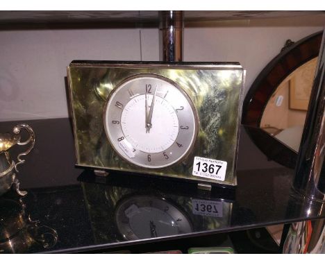 A green marble effect Metamec mantle clock.