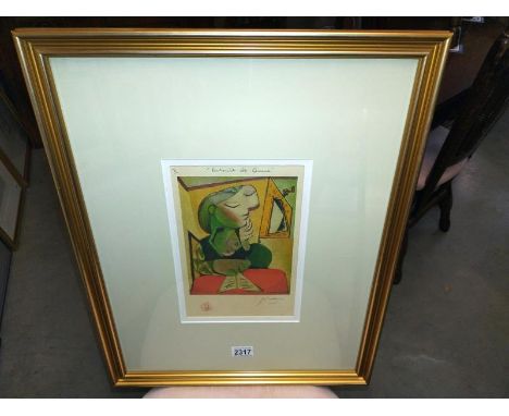 A framed and glazed signed Picasso print, Portrait de Femme. (No provenance)&nbsp;&nbsp;COLLECT ONLY.