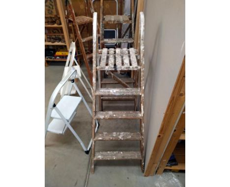A vintage wooden step ladder