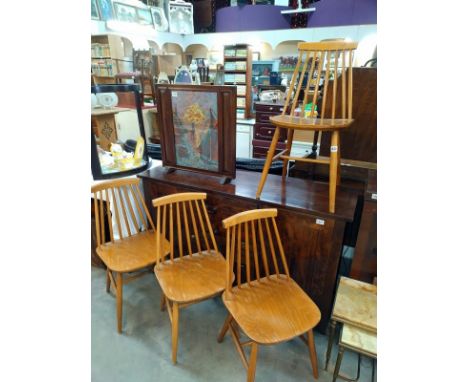 Four ZPM Radomsko stick back chairs. COLLECT ONLY.