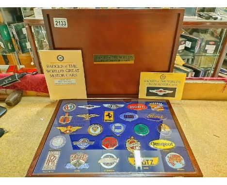 A cased Badges of the World's greatest motor cars collection of 25 superb replica enamel grill badges 