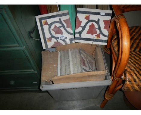 27 art nouveau tiles, 26 straight, 1 corner tile, 20 x 20 x 1.5 cm, no makers marks, COLLECT ONLY.