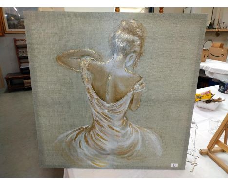 A large glitter print of a back view of a female study (80cm x 80cm) COLLECT ONLY 