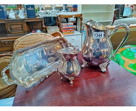Two Galleon Silver plated jugs and a tray.