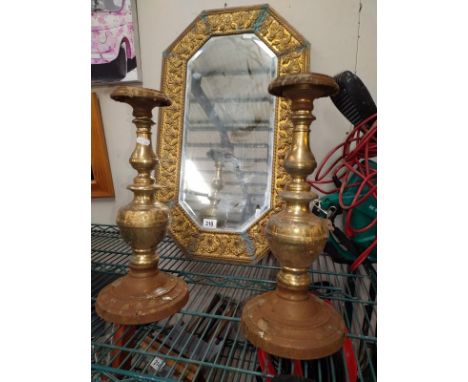 A pair of church style candlestick lamp bases. Height 44cm.&nbsp;