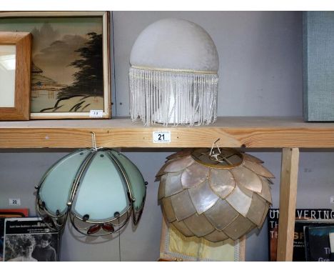 3 metal frame/glass lamp shades
