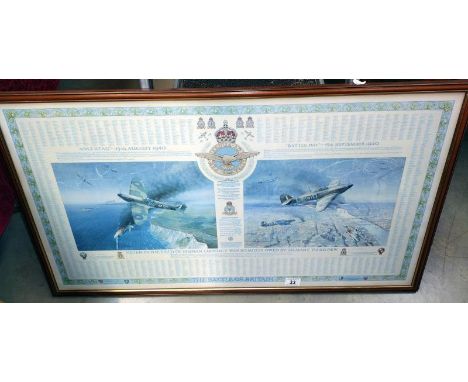 A framed &amp; glazed 'The Battle of Britain' print featuring all the pilots who fought in the Battle,&nbsp;COLLECT ONLY.