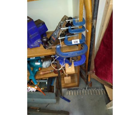 Five record G Clamps and a Sash Clamp.