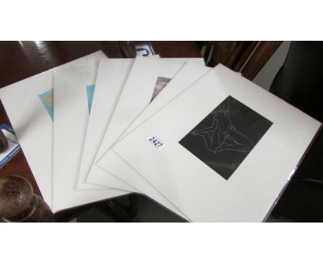 Collection of 6 x prints, 2 x Henry Moore Shelter sketch prints circa 1940's, 2 x Eric Gill engravings from 25 Nudes Circa 19