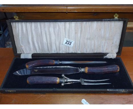 Carved vintage Antler handled carvery set 
