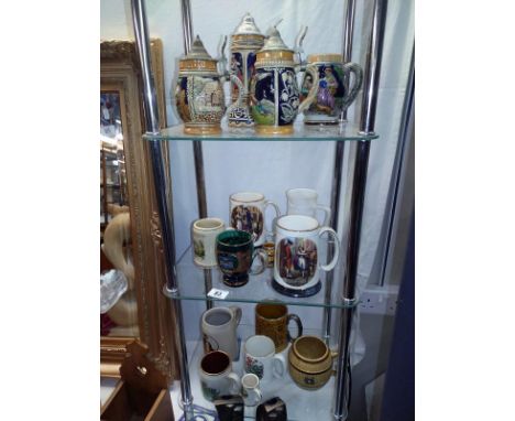 A good selection of vintage beer steins and tankards