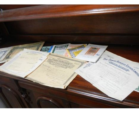 An interesting collection of 26 old, share certificates from France, USA, Belgium and the UK. They are for a variety of compa