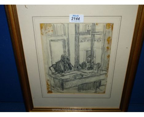 A Pencil sketch by Charles James Mcall (b.1097) "Study, The Diamond Dealer", signed lower left.