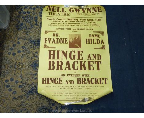 An advertising poster for Neil Gwynne Theatre for Hinge and Bracket, 14th September 1981.