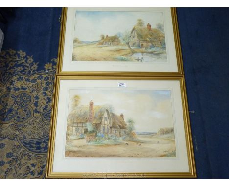 A pair of framed and mounted Watercolours signed lower right Ernest T. Potter titled "Old Cropthorne Cottage" and "Trotshill 