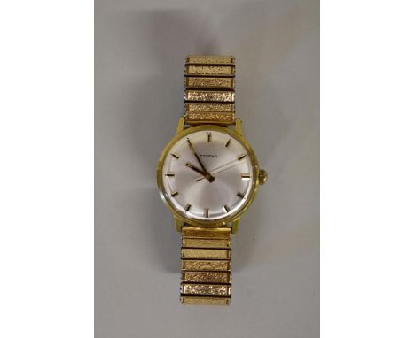 A vintage gold plated Eterna manual wristwatch, on later expanding bracelet. 