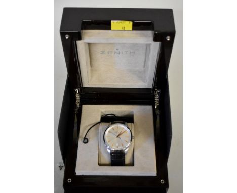 A Zenith Elite Captain central second stainless steel automatic wristwatch, model&nbsp;03.2020.670, on original leather strap