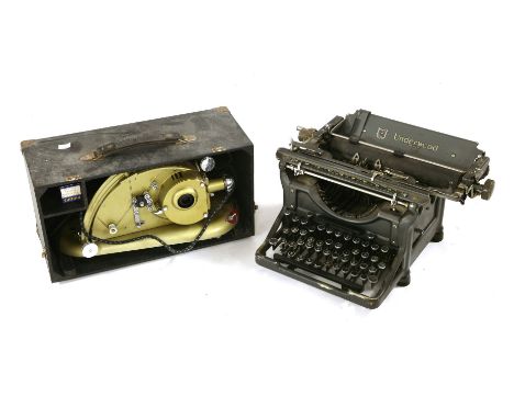 An Underwood typewriter, a pathescope and a projector