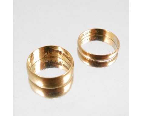 A 22 carat gold wedding ring, together with another similar, 6.3g gross
