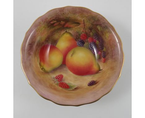 A Royal Worcester bowl, the interior decorated with fruit by Harry Ayrton, dated 1953, diameter 7.25ins   Condition report:  