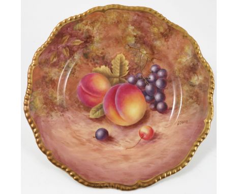 A Royal Worcester plate, decorated with hand painted fruit by Reed, diameter 7.75ins Condition report: Good condition
