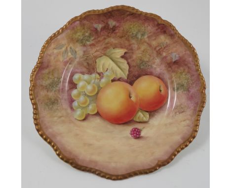 A Royal Worcester plate, decorated with hand painted fruit by Price, diameter 7.75ins Condition report: Good condition