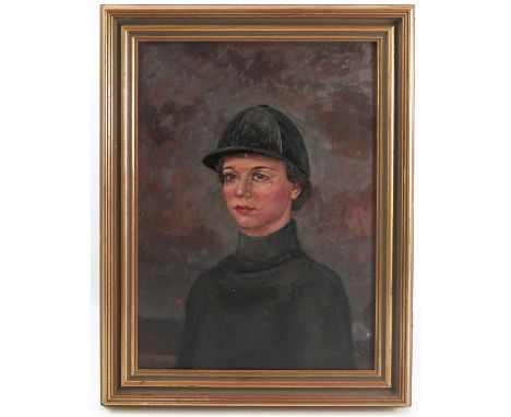 A 20th century English School, oil on board, portrait of Mercy Rimell, 13.25ins x 9.25ins