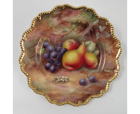 A Royal Worcester plate, decorated with fruit by Horace Price, dated 1959, diameter 7.25ins Condition report: Good condition