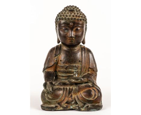 BUDDHA Burma (?), Bronze, wohl 19. Jh.  H: 22.5 cm, Gewicht. 2.1 kg
