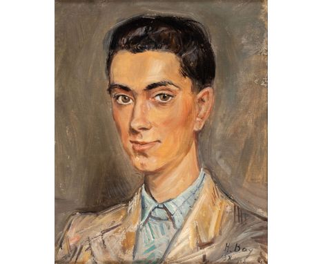 Hanny BAY (1885-1978) Portrait Charles Götschmann (1929-2018)  Öl auf Sperrholz, signiert und datiert 3.10.1948  47 x 39 cm, 