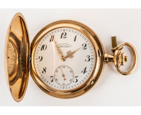 CHRONOMETER GLASHÜTTE Savonette-Gehäuse aus Gold 14K, N. 78672, datiert: 13.10.21  Werk: Rohwerk vergoldet, signiert: "Deutsc
