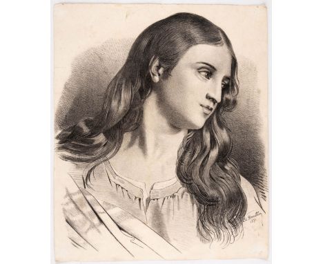 Charlotte VON HORNSTEIN-LENBACH (1861-1941) Selbstbildnis (?)  Mischtechnik auf Papier, signiert und datiert 1871  Blatt: 48 