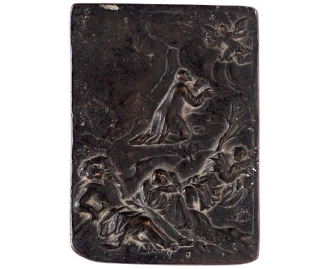 Matthias WALLBAUM (1554-1632), Werkstatt Christus im Garten von Gethsemane  Bronze-Plakette, 16./17. Jh.   9.8 x 7 cm