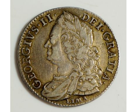 Coins, Great Britain, Silver Halfcrown, George II, 1746 Lima, VF