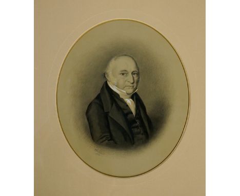 W. Hubbard - a head and shoulder portrait of an elderly gentleman, watercolour heightened with body colour, signed in pencil 