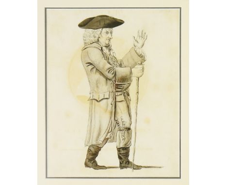 English School, early 19th Century - portrait of Samuel Johnson, pen, ink and watercolour, dated lower right March 27th 1805,