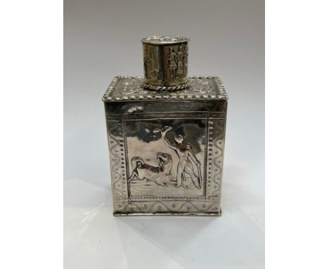 A Paulus Roesgen (Dutch) silver tea caddy, Schoonhoven 1884, 12cm tall x 7.5cm wide, 244g 