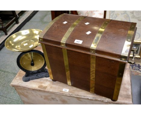A set of Salters no 45 family scales; a coal box (2)