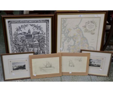 Pictures and Prints - The Hampton Hunt Series map, 60cm x 42cm; Stephen Tymoszczuk print, Nottinghamshire, signed in pencil; 