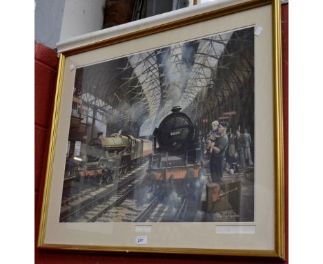 Railway Interest - a large print of steam engines New Street 1957 by Phillip Hawkins 