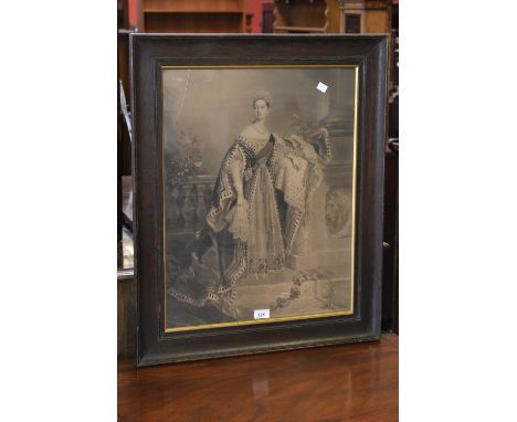 A 19th century oak framed print of the young Queen Victoria