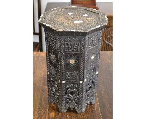 A 19th century Oriental occasional table, mother of pearl inlay