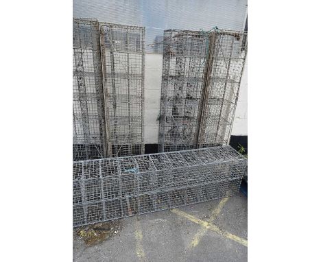 Three vintage wire lockers, height approx 158cm