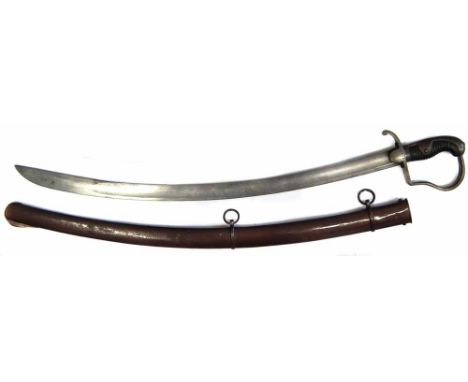 1796 pattern Light Cavalry Sabre, with matching scabbard both stamped '62 R 5 6' the blade stamped 'SK', 99cm overall length.