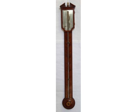 Mahogany stick barometer, 19th century, signed Manticha Fecit, silvered dial with vernier, length 97cm.
 
Condition report:: 