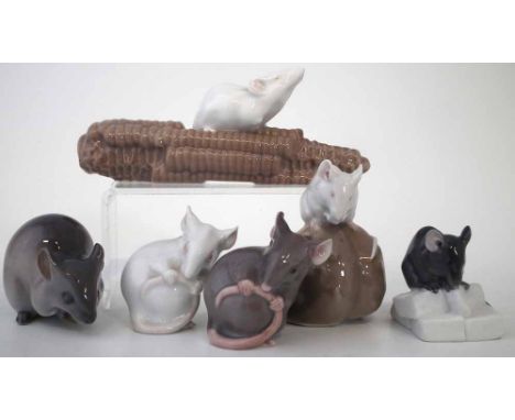 Four Royal Copenhagen models of mice, also a B&G mouse and a K&H mouse, (6) The tallest model measures 6.5cm high    Conditio