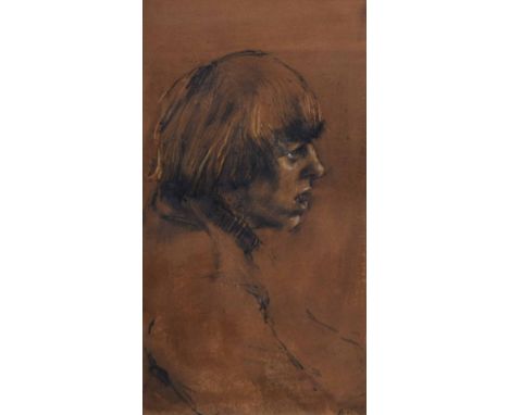 Harold Riley (1934-),  Portrait, initialled and dated '65, chalk, 47 x 25.5cm.; 18.5 x 10in.    Artists' Resale Right ("droit
