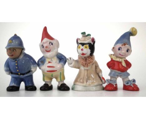 Set of Wade Noddy figures to include Noddy, Big Ears, Miss Fluffycat and Mr Plod (4) 7cm high     Condition report: restorati