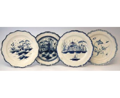 Four marked or named pearlware plates circa 1780, one by Astbury, another by Turner, one impressed I.H thought to be John Har