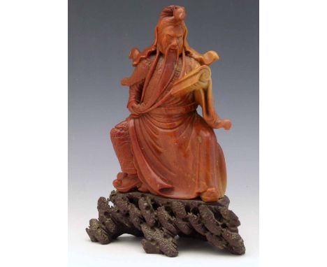 Chinese soapstone figure with a scroll, height 25cm..
 
Condition report: minor chips